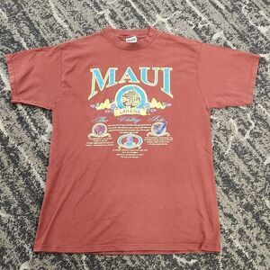 Vintage Lahaina Maui Flowers Himpback Whales T-shirt XL